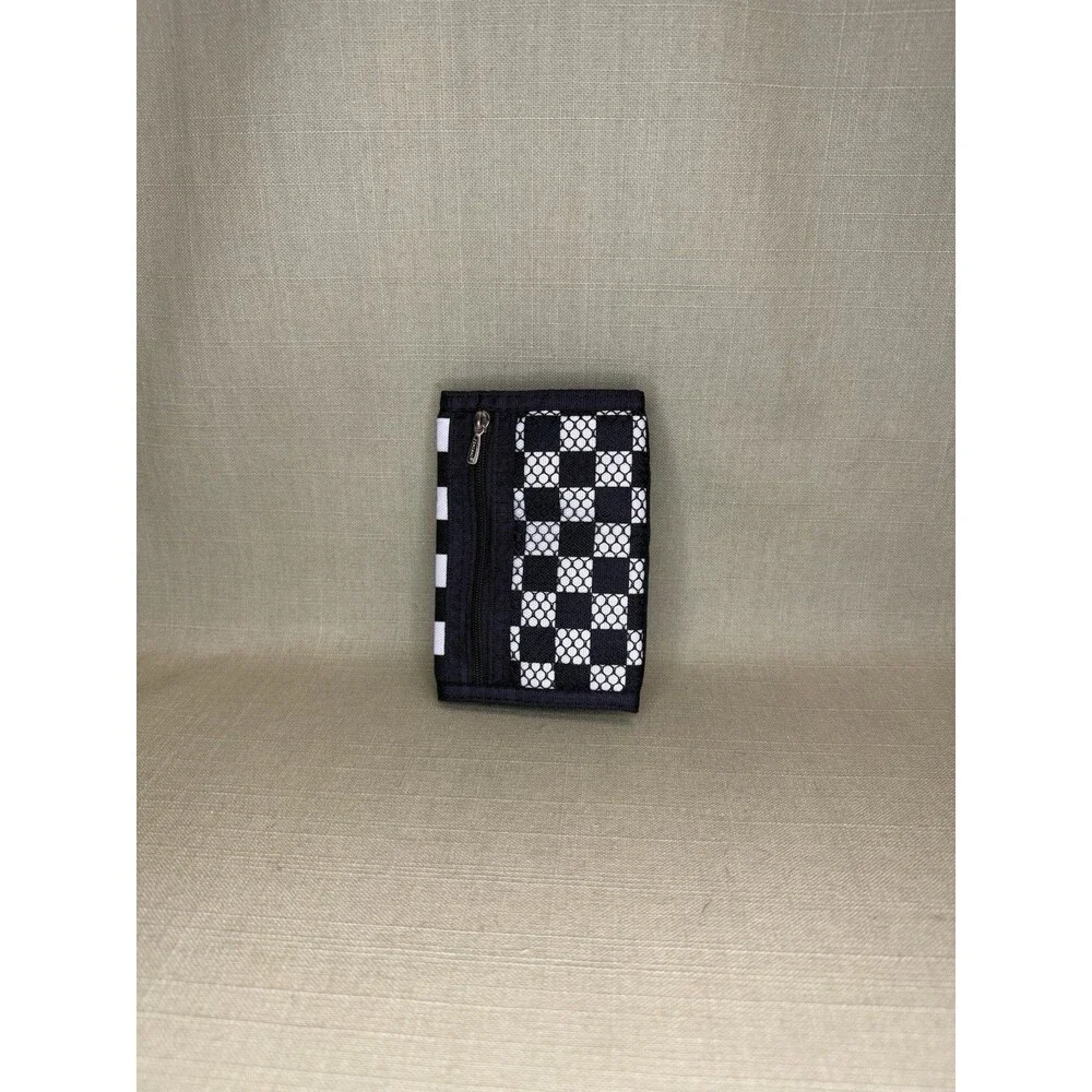 Jeminal Soft Trifold Black And White Checkered Wallet